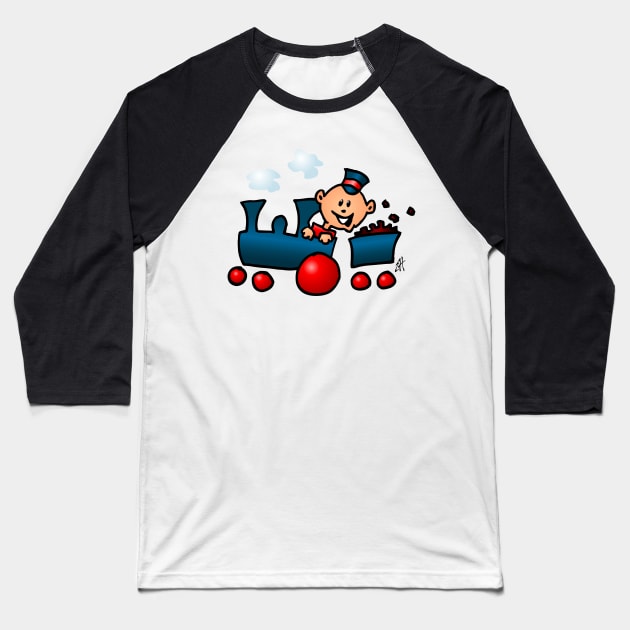 Train Baseball T-Shirt by Cardvibes